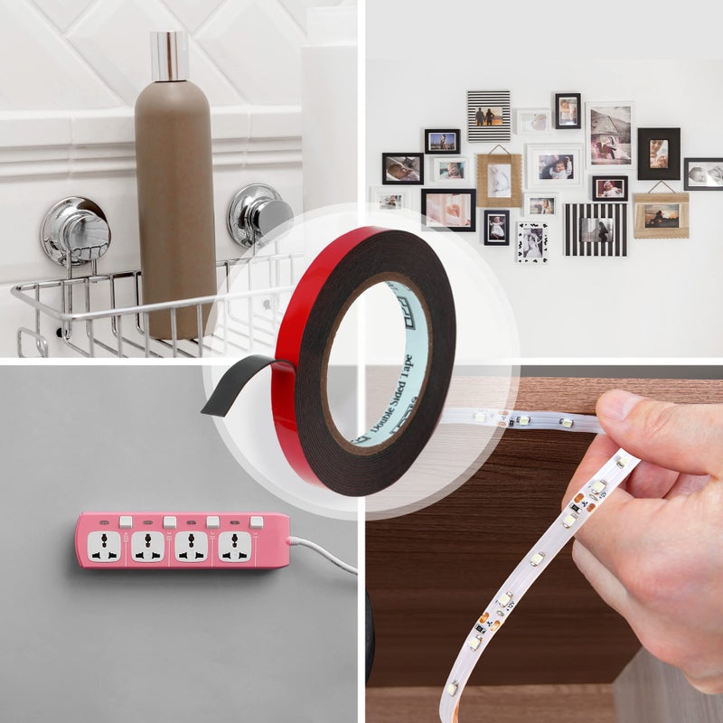 HpP شريط لاصق مزدوج الجوانب HPP، شريط قوي وعالي التحمل للاستخدام الداخلي والخارجي (0.5 بوصة × 16 قدم) - Image 2